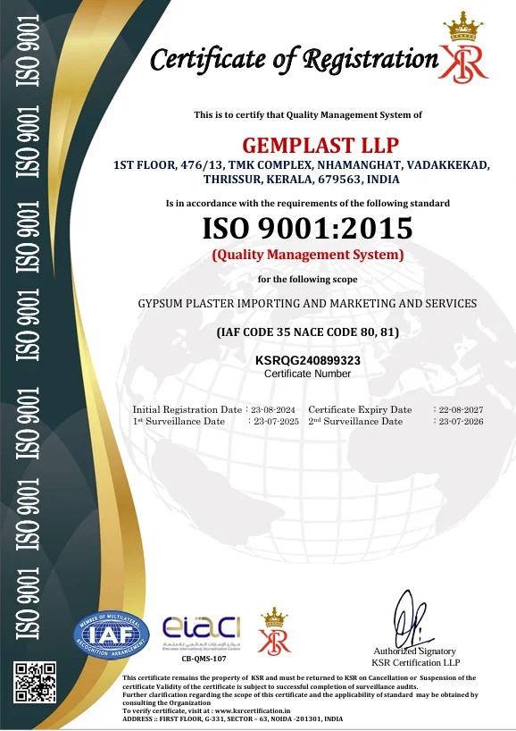 Gypsum Plaster Company in India<br />
