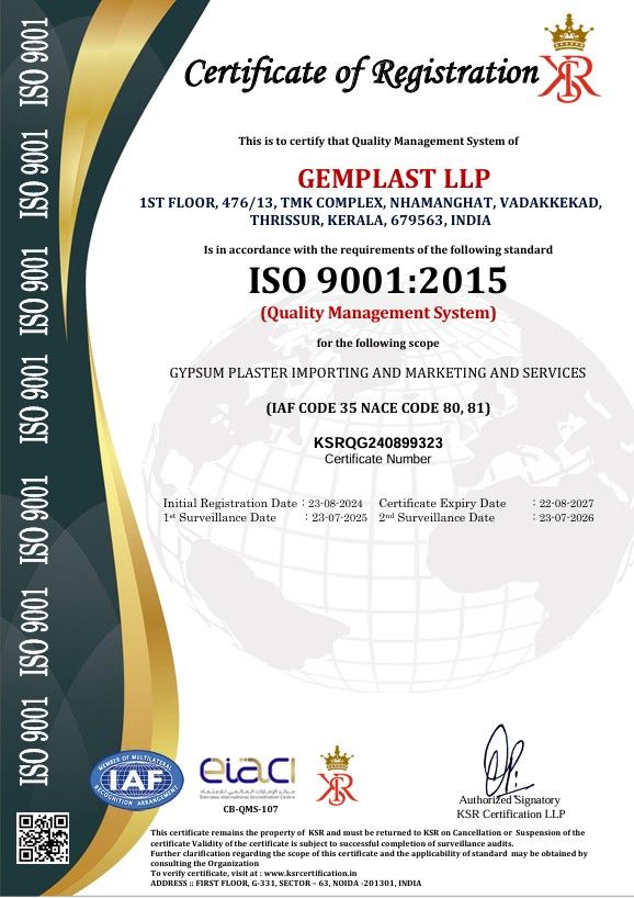gypsum plastering in kerala